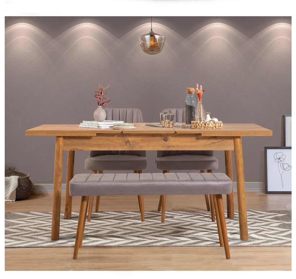 Set mobilier sufragerie Dobuse 2 (pin atlantic + gri) (pentru 4 persoane). 1093781