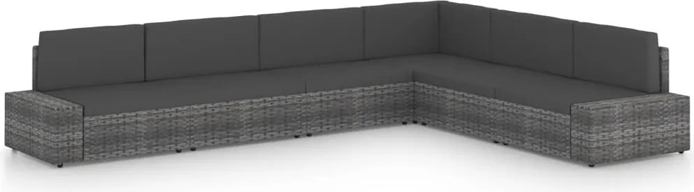 vidaXL Set mobilier de grădină cu perne, 6 piese, gri, poliratan