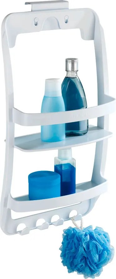 Raft universal pentru baie - raft de montat pe cabină sau ușă în baie, WENKO, alb