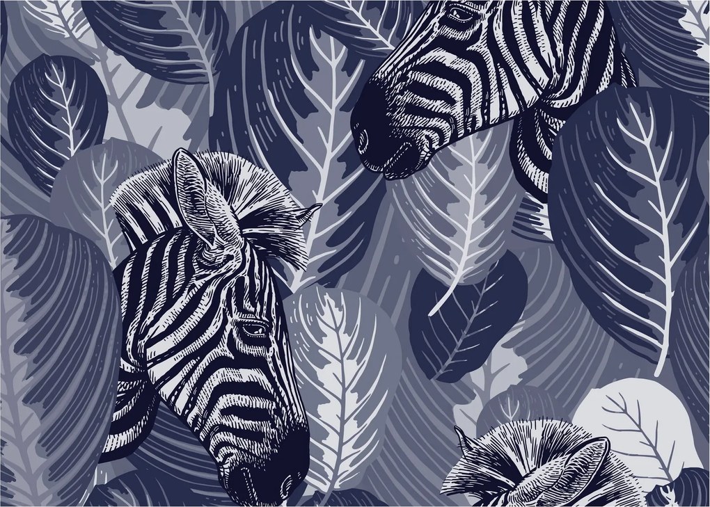 Tablou - Zebre albastre (70x50 cm)
