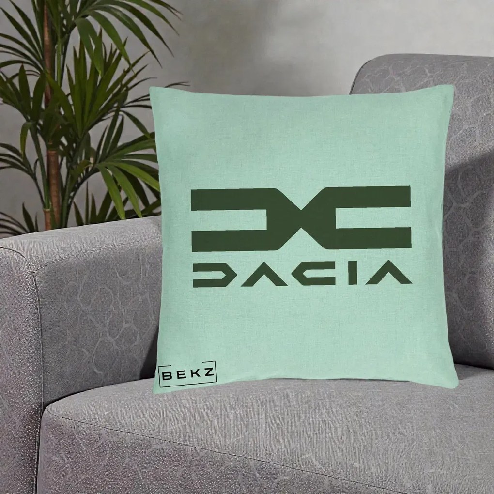 Perna Personalizata cu emblema Dacia, 40x40 cm, Verde Menta, Husa Detasabila, Perna Inclusa, BEKZ®