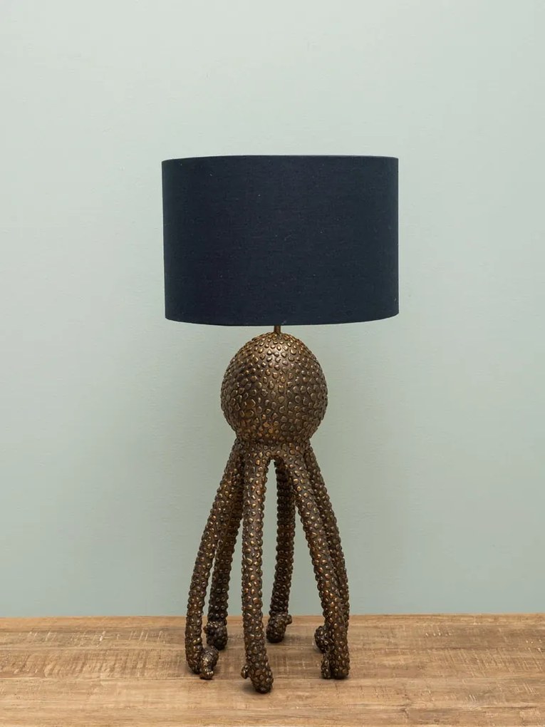 Lampa de masa, din rasina, cu abajur din in, Octopus