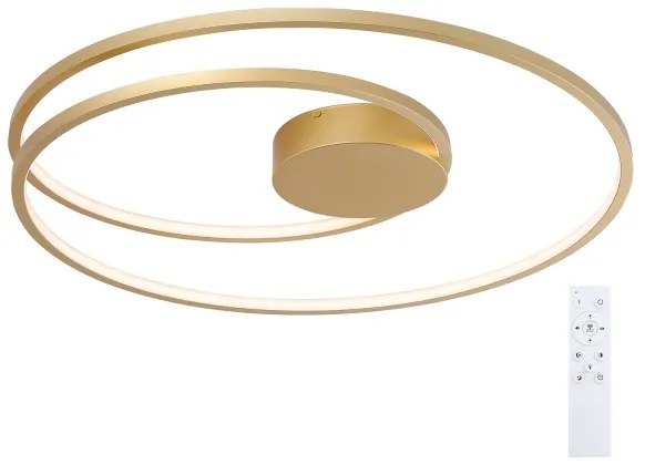 Brilagi-LED Lampă de tavan dimmabilă TWISTER, LED 105 W, 230 V, Ø 100 cm, auriu + telecomandă