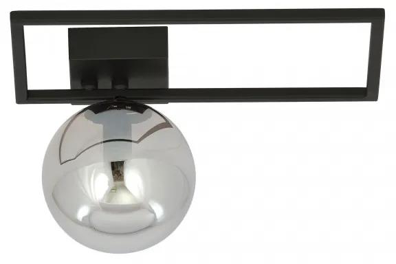 Plafoniera moderna neagra cu un glob din sticla fumurie Imago 1D