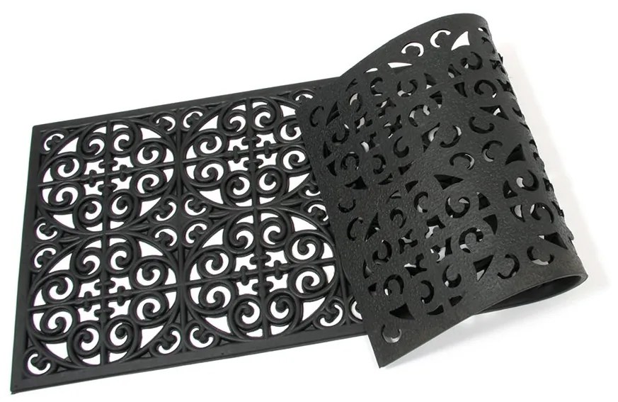 Covoraș de curățat din cauciuc Circles Deco 45 x 120 x 0,9 cm, negru