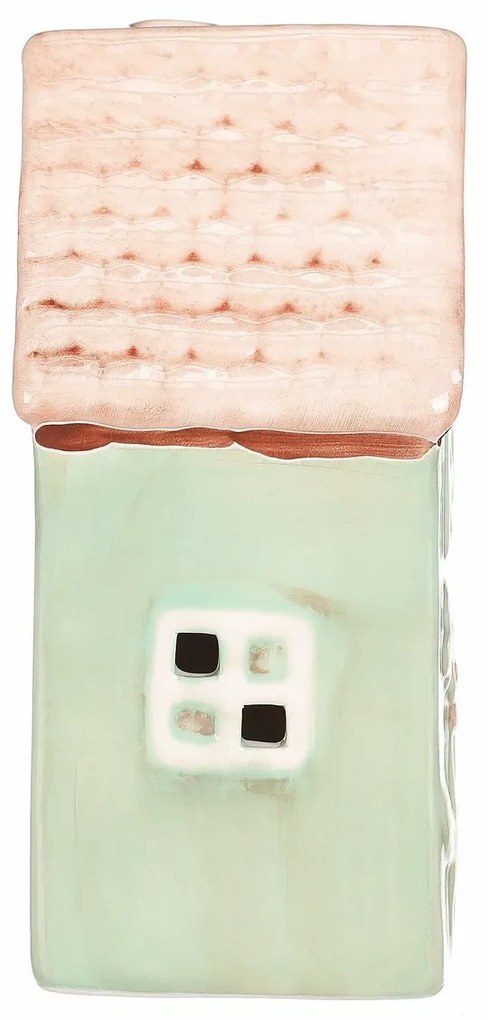 Căsuță din ceramică cu LED, 10 x 7 x 14 cm,primăvară, verde închis