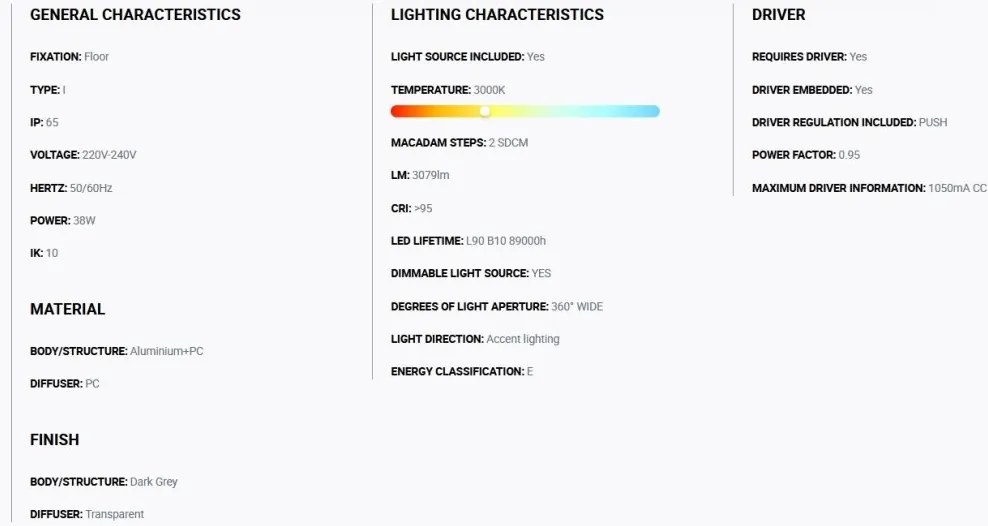 Stalp LED iluminat exterior simetric 360º wide IP65 RUSH 310cm 3000K DALI