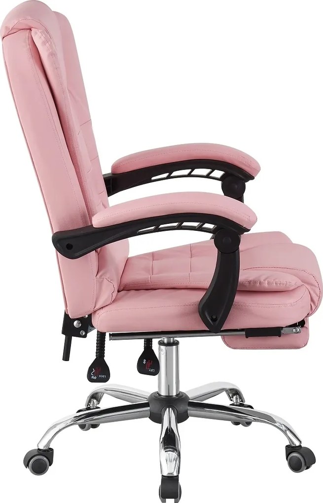 RESIGILATE- Scaun directorial, suport picioare, piele ecologică, Roz