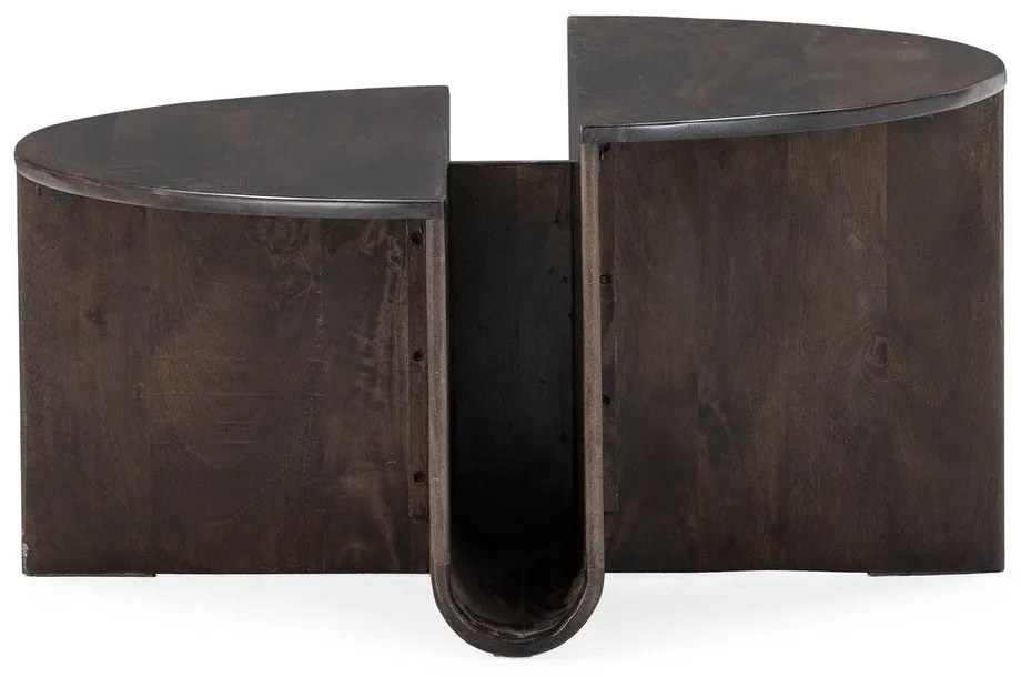 Măsuță de cafea maro închis rotundă din lemn de mango ø 80 cm Divya – MOME