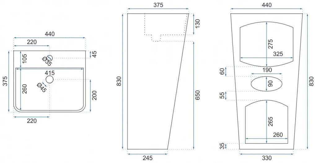 Lavoar Aris freestanding alb ceramica – H83 cm