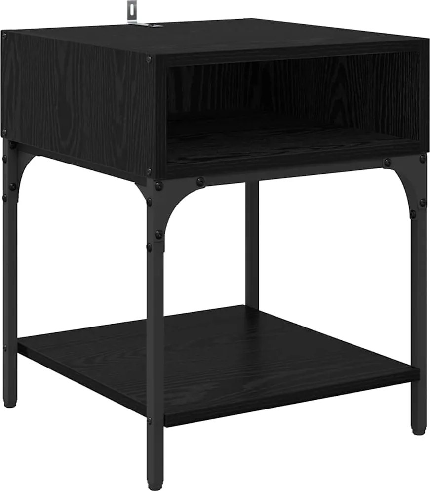 vidaXL Noptieră Stejar Negru 40 x 40 x 50 cm Lemn compozit