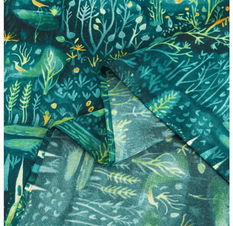 Cearsaf din microfibra 140x240 cm si husa pentru perna 50x70 cm NEON FOREST, colorat