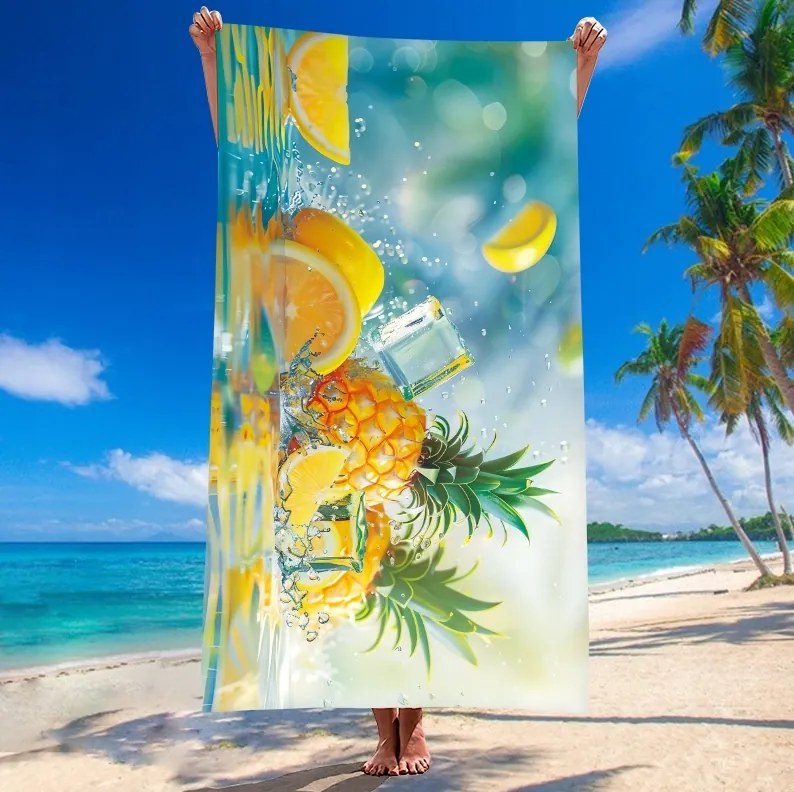 Prosop plaja LEMONADE 100x180 cm colorat, 100% microfibra