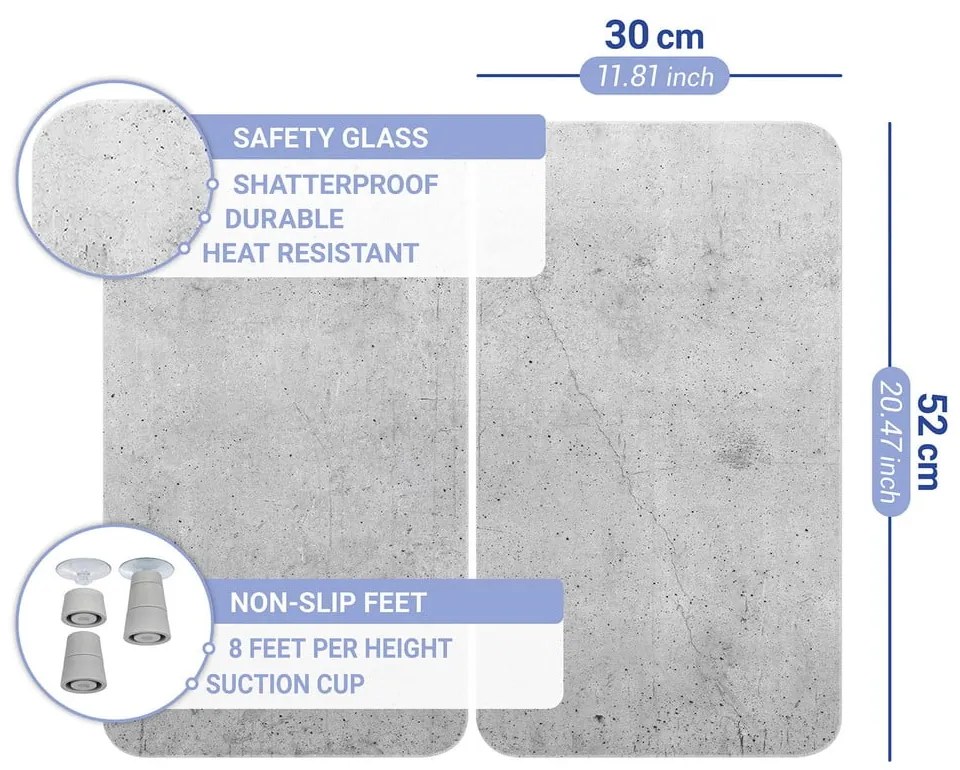 Set 2 protecții din sticlă pentru aragaz Wenko Universal, gri