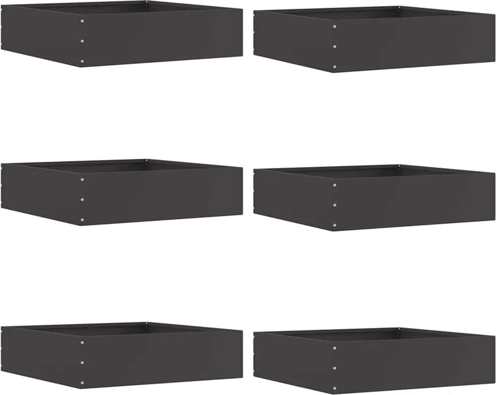 vidaXL Margine pentru gazon 6 pcs Negru 50 x 50 x 13 cm Oțel