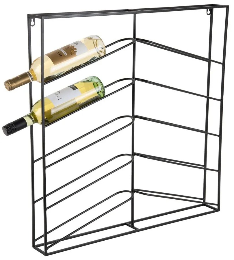 Raft pentru sticle de vin negru pentru perete din metal număr de sticle 10 67x66x7,5 cm Cuadro – PT LIVING