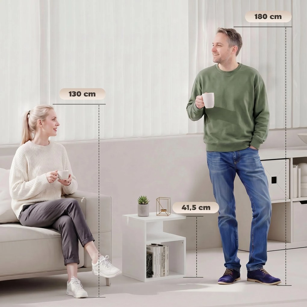 HOMCOM Masă Modernă de Cafea cu 3 Rafturi Deschise pentru Sufragerie, Dormitor, Birou, PAL, Alb | Aosom Romania