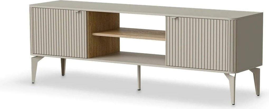 Comoda TV BELUCI, casmir/stejar, PAL laminat/metal, 160x40x56 cm