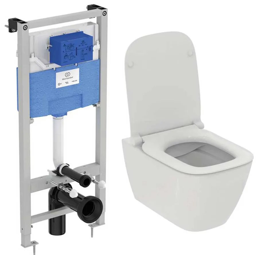 Set rezervor WC cu cadru Ideal Standard ProSys si vas WC I.Life B cu capac softclose alb