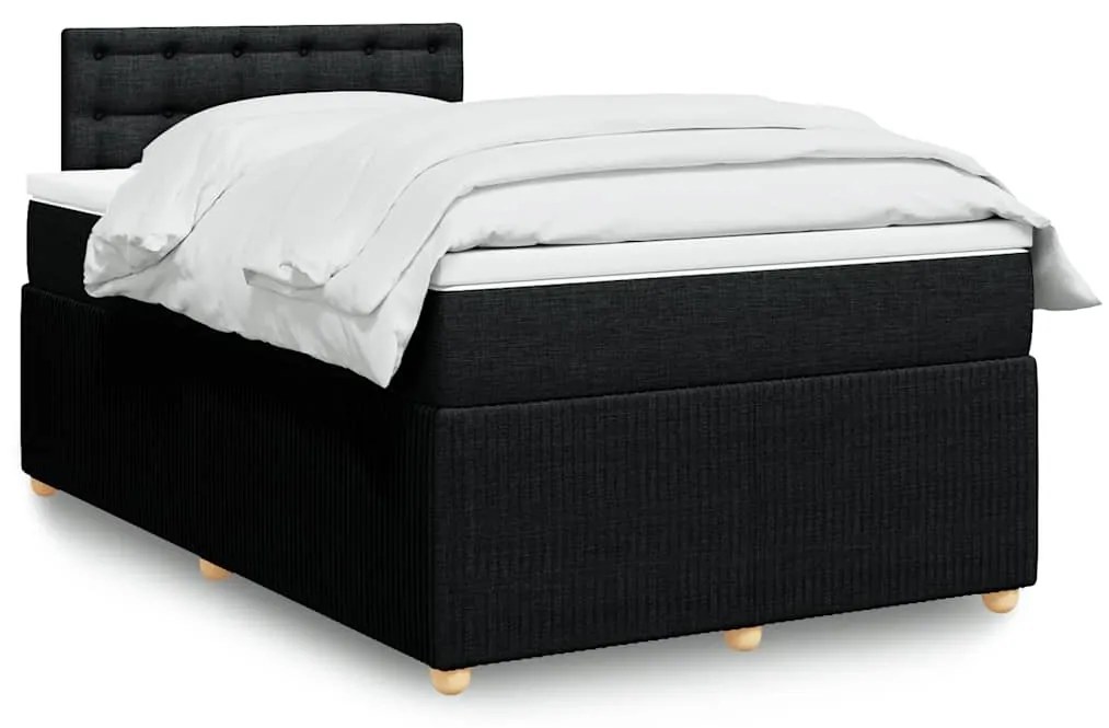 vidaXL Pat box spring cu saltea, negru, 120x200 cm, textil