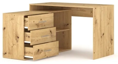 Birou JULES cu sertare și colț universal, configurabil stânga/dreapta, stejar Artisan