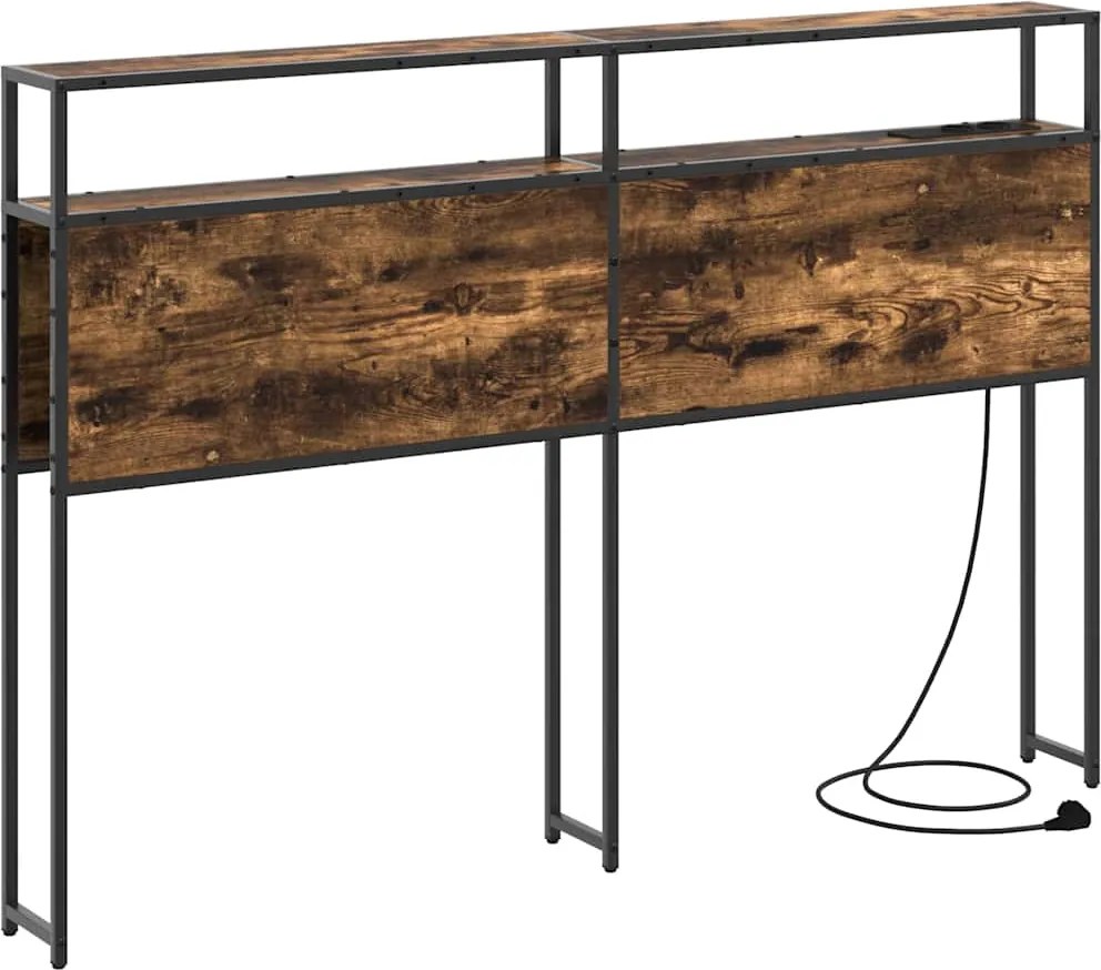 vidaXL Tăblie de depozitare cu raft Stejar afumat 120 cm Lemn compozit