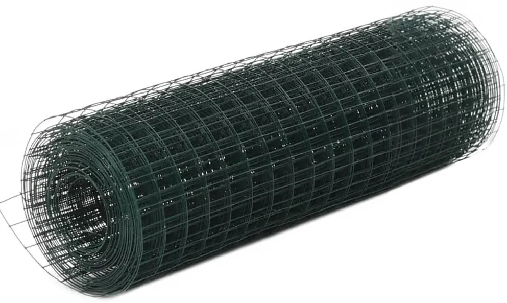 vidaXL Plasă de sârmă găini, verde, 10 x 0,5 m, oțel cu înveliș PVC