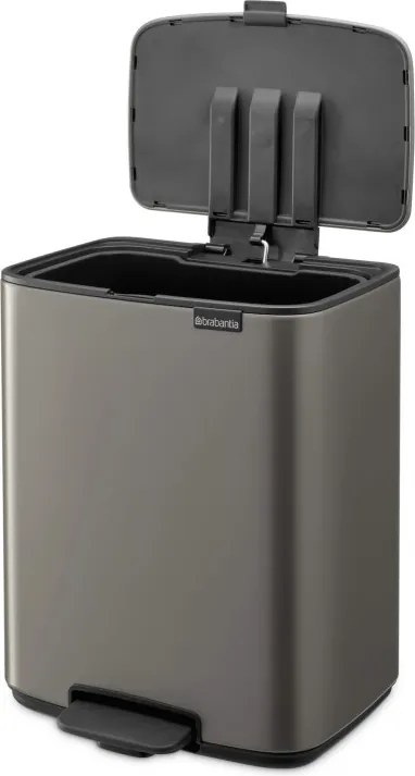 Cos de gunoi Brabantia Bo Pedal 1010128, 12 l, Inchidere usoara, Baza antiderapanta, Gri