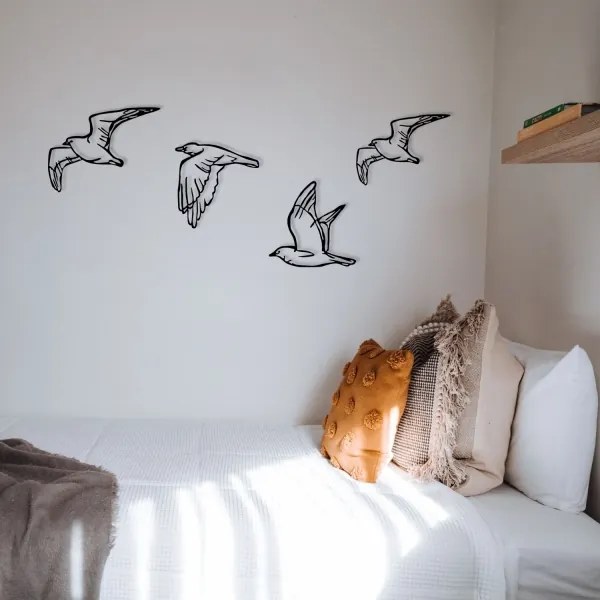 SET 4x decorațiune de perete metal păsări