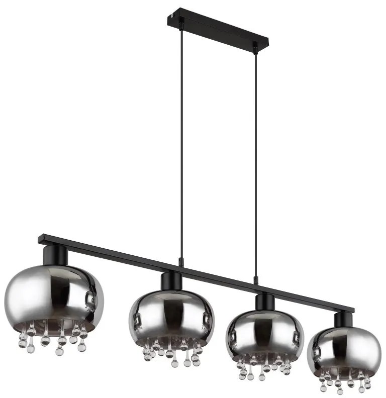 Lustra 4L design modern Corry negru, fumuriu