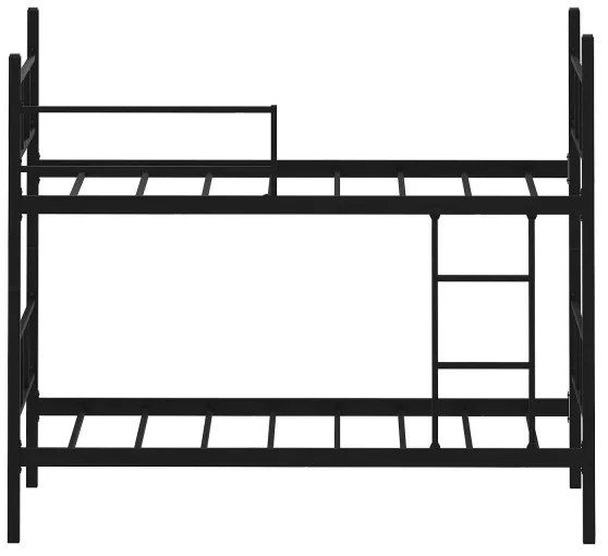 Pat supraetajat metalic MAVEN 90x200 cm, negru, capacitate 2 x 100 kg
