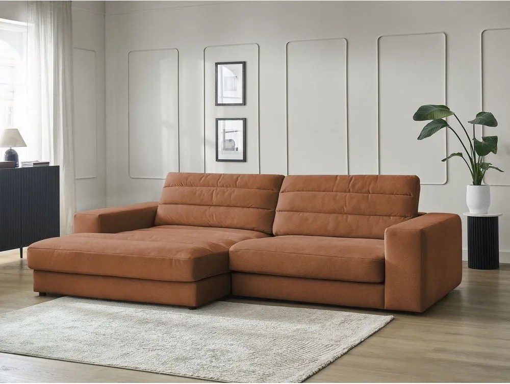 Colțar portocaliu cu tapițerie din catifea (cu colț pe partea stângă/cu șezlong) Sierra – Bobochic Paris