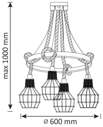 Lustră LED pe cablu ROPE ALEGRA 4xE27/10W/230V