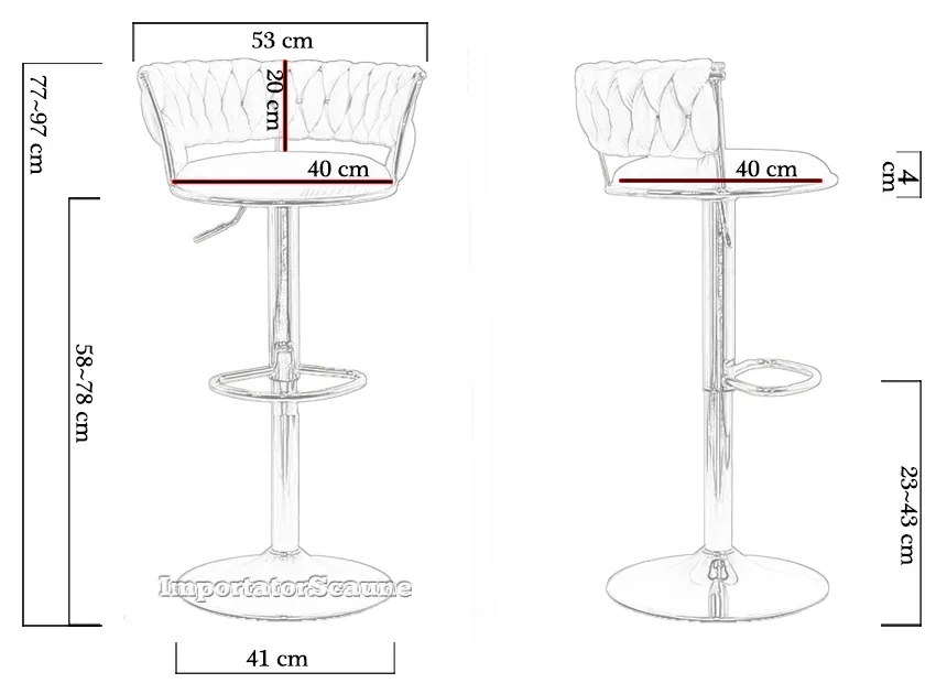 Scaun de bar bej ABS 118 din catifea cu bază metalică aurie