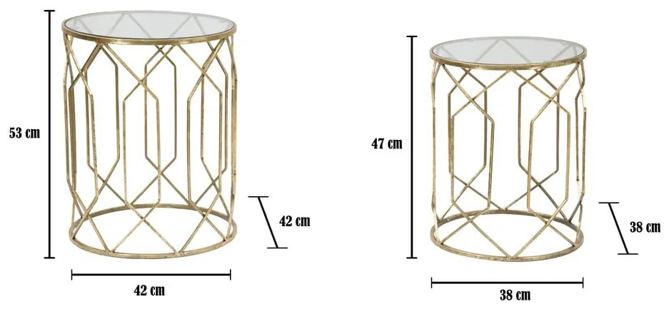 Măsuțe auxiliare rotunde cu blat din sticlă 2 buc. ø 42 cm Tunisi – Mauro Ferretti