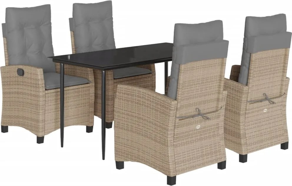 vidaXL Set mobilier pentru grădină, 5 piese, cu perne, bej, poliratan