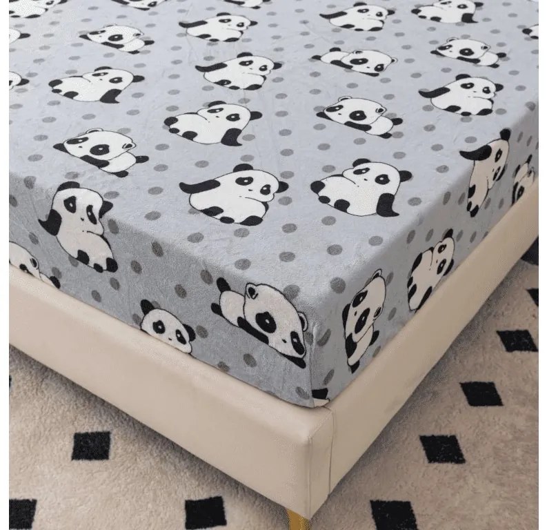 Cearsaf Cocolino microplus cu elastic PANDA 180x200 cm gri