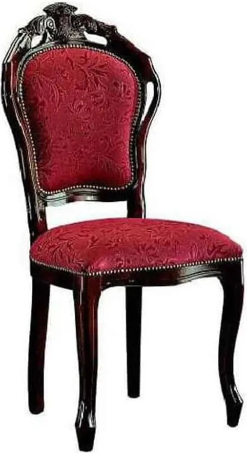 Scaun lemn masiv clasic Baroque II cu Spătar Tapițat, 58 × 58 × 107 cm - Nuc