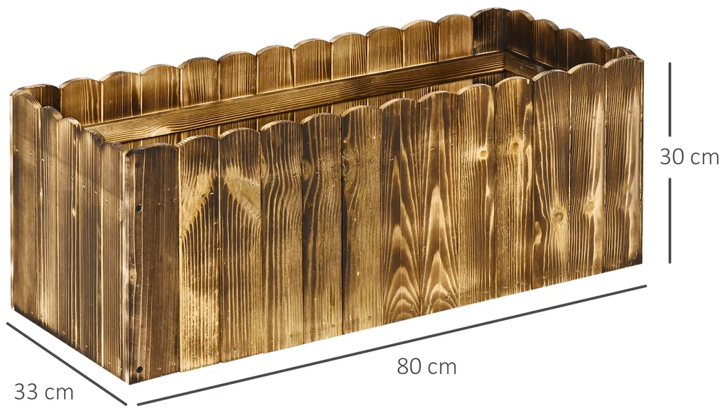 Outsunny Jardinieră de Grădină Dreptunghiulară pentru Plante, 80x33x30 cm, Lemn Natural | Aosom Romania