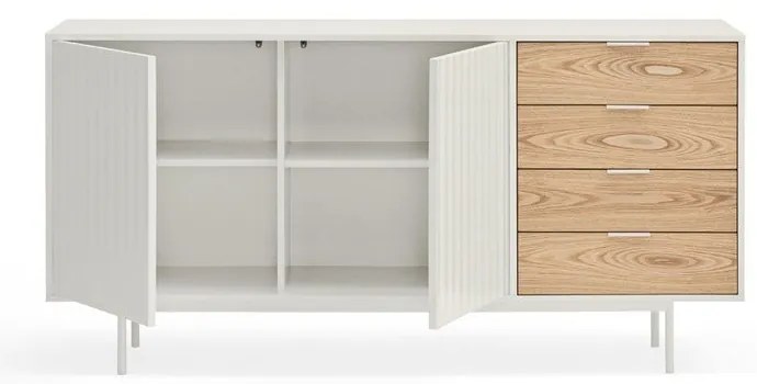 Comodă albă/în culoare naturală joasă cu aspect de lemn de stejar 159x80 cm Sierra – Teulat