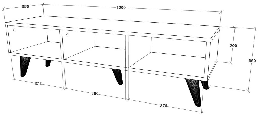 Comoda TV Tirro V1, Negru, 120 x 35 x 35 cm