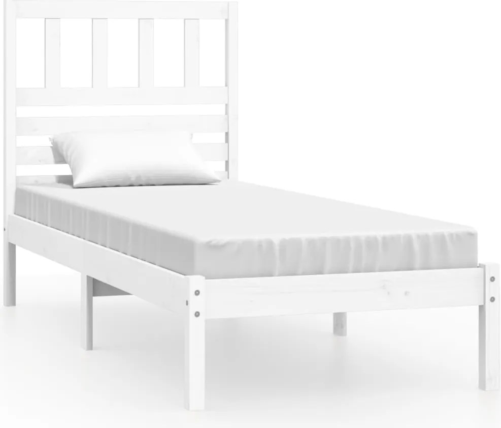 vidaXL Cadru de pat fără saltea, alb, 75x190 cm, lemn masiv de pin