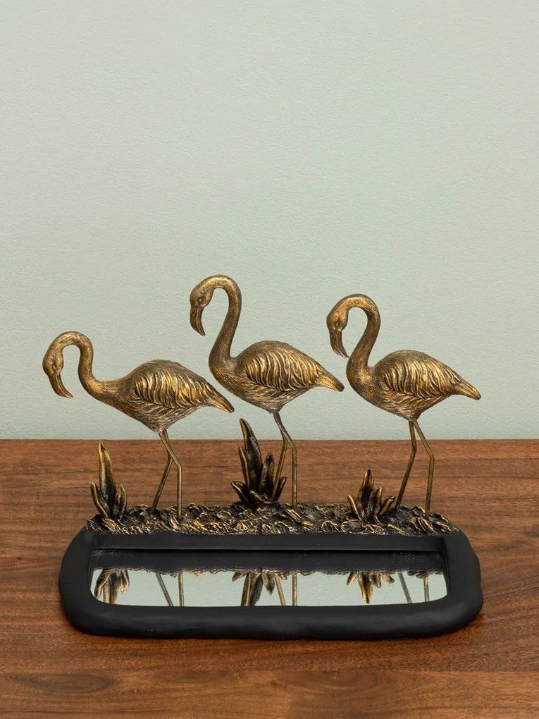 Decoratiune de masa, din rasina, Flamingo