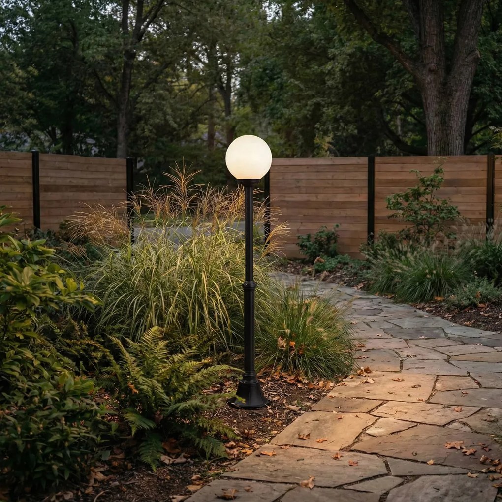 Lampă clasică de exterior neagră cu sticlă opal 140cm IP44 - Champs