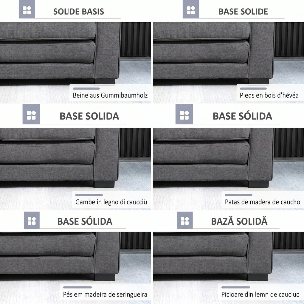 HOMCOM Canapea Extensibilă din Material Textil 2 Locuri cu Capitonaj și Arcuri, 151x75x85 cm, Gri | Aosom Romania