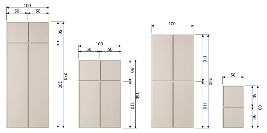 Dulap modular crem din lemn de pin 100x50 cm Daily – vtwonen