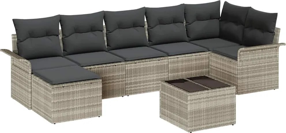 vidaXL Set de canapele pentru grădină 8 pcs Gri deschis Rattan poli