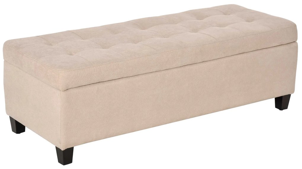 HOMCOM Banchetă cu depozitare, detalii cu nasturi, până la 120 kg, 125 x 49 x 41,5 cm, Bej | Aosom Romania