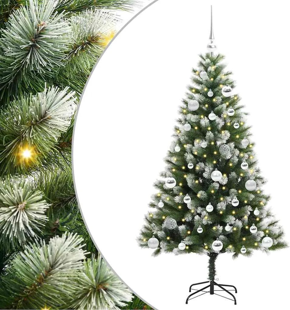 vidaXL Brad de Crăciun artificial cu articulații și zăpadă înghețată