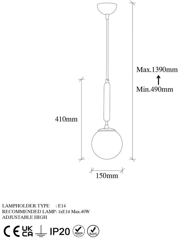Lustră aurie cu abajur din sticlă ø 15 cm King – Opviq lights